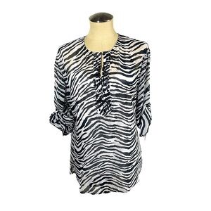 NWT Peter Nygard Sheer Tunic Zebra Print Size Small